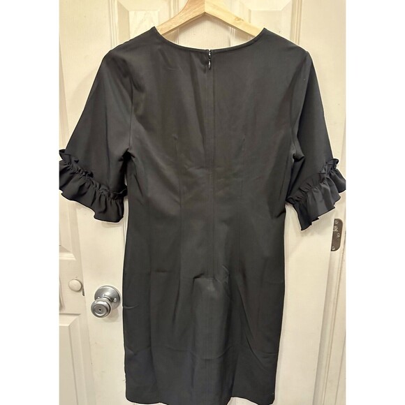 Lark‎ & Ro V Neck Ruffle Half Sleeve  Sheath Black Size 4 Little Black Dress EUC - Picture 5 of 7